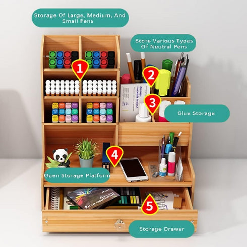 Wooden Desk Organizer DIY Desktop Tidy Pen Holder